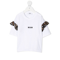 Msgm Kids Camiseta com babados e estampa de logo - Branco