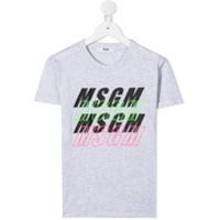 Msgm Kids Camiseta com estampa de logo - Cinza