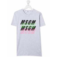 Msgm Kids Camiseta com estampa de logo - Cinza