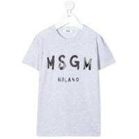 Msgm Kids Camiseta com estampa de logo - Cinza