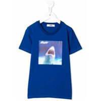 Msgm Kids Camiseta com estampa de logo e tubarão - Azul