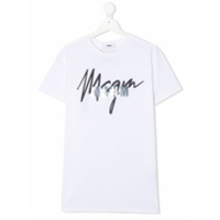 Msgm Kids Camiseta com estampa de logo metálico - Branco