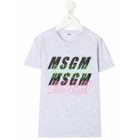 Msgm Kids Camiseta com estampa de logo repetido - Cinza