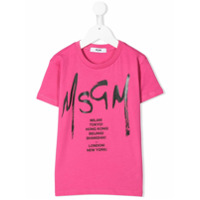 Msgm Kids Camiseta com estampa de logo - Rosa