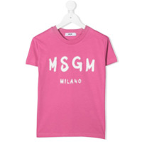 Msgm Kids Camiseta com estampa de logo - Rosa