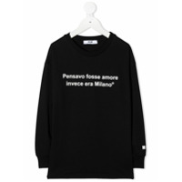 Msgm Kids Camiseta com estampa de slogan - Preto