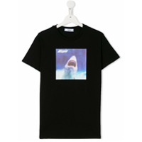 Msgm Kids Camiseta com estampa de tubarão e logo - Preto