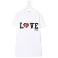 Msgm Kids Camiseta com estampa gráfica e aplicações - Branco