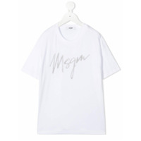 Msgm Kids Camiseta com logo bordado - Branco