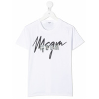 Msgm Kids Camiseta com logo contrastante metálico - Branco