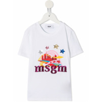 Msgm Kids Camiseta com logo de paetês - Branco