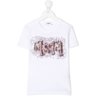 Msgm Kids Camiseta com logo de paetês - Branco
