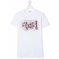 Msgm Kids Camiseta com logo de paetês - Branco