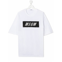 Msgm Kids Camiseta com logo de paetês - Branco