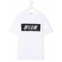 Msgm Kids Camiseta com logo de paetês - Branco