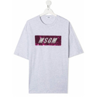Msgm Kids Camiseta com logo de paetês - Cinza