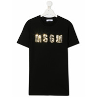Msgm Kids Camiseta com logo de paetês - Preto