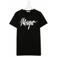 Msgm Kids Camiseta com logo metálico - Preto