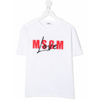 Msgm Kids Camiseta de algodão com estampa de logo - Branco