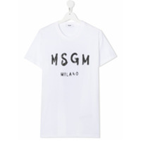 Msgm Kids Camiseta de algodão com estampa de logo - Branco