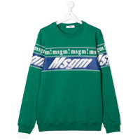 Msgm Kids Camiseta de algodão com estampa de logo - Verde