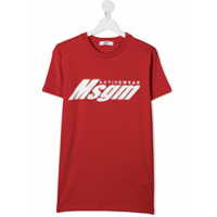Msgm Kids Camiseta de algodão com estampa de logo - Vermelho
