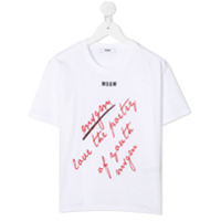 Msgm Kids Camiseta de algodão com estampa de slogan - Branco