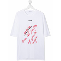 Msgm Kids Camiseta de algodão com estampa de slogan - Branco