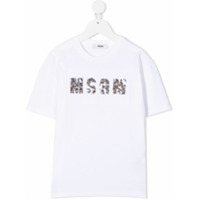 Msgm Kids Camiseta de algodão com logo de contas - Branco