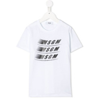 Msgm Kids Camiseta decote careca com estampa de logo - Branco