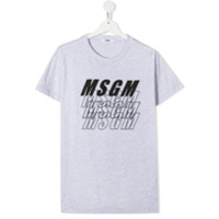 Msgm Kids Camiseta decote careca com estampa de logo - Cinza