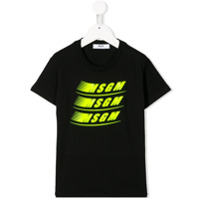 Msgm Kids Camiseta decote careca com estampa de logo - Preto