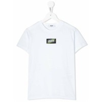 Msgm Kids Camiseta decote careca com patch de logo - Branco