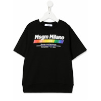 Msgm Kids Camiseta mangas curtas com estampa de logo - Preto