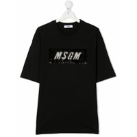 Msgm Kids Camiseta mangas curtas com estampa de logo - Preto