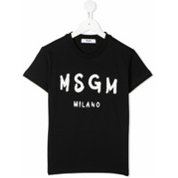 Msgm Kids Camiseta mangas curtas com estampa de logo - Preto