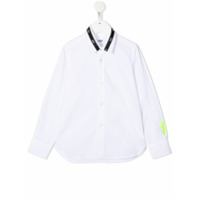 Msgm Kids Camiseta mangas longas com gola contrastante - Branco