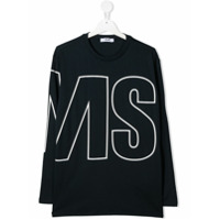 Msgm Kids Camiseta oversized mangas longas com logo - Azul