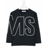 Msgm Kids Camiseta oversized mangas longas com logo - Azul