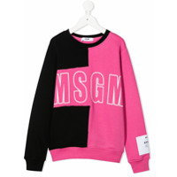 Msgm Kids colour-block logo print sweater - Rosa
