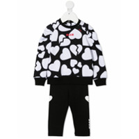 Msgm Kids Conjunto esportivo 2 peças com estampa de coração - Preto