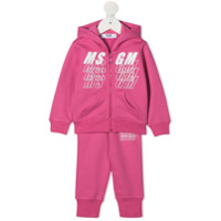 Msgm Kids Conjunto esportivo 2 peças de algodão com estampa de logo - Rosa