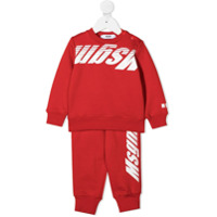 Msgm Kids Conjunto esportivo 2 peças de algodão com estampa de logo - Vermelho