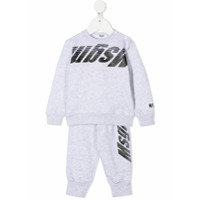 Msgm Kids Conjunto esportivo com estampa de logo - Cinza