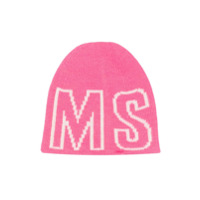 Msgm Kids Gorro jacquard com logo de tricô - Rosa