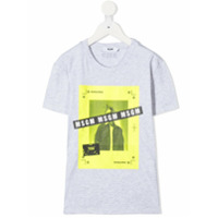 Msgm Kids graphic-print crew neck T-Shirt - Cinza