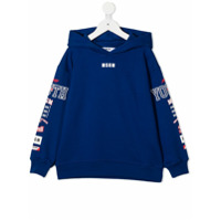 Msgm Kids graphic-print long-sleeved hoodie - Azul