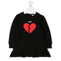 Msgm Kids heartbreak embroidery sweater dress - Preto