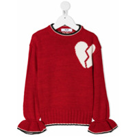 Msgm Kids intarsia-knit broken heart jumper - Vermelho