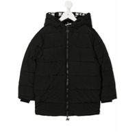 Msgm Kids Jaqueta matelassê com capuz - Preto